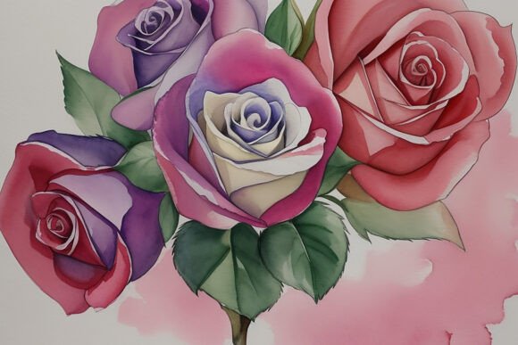 Download Watercolor Rose Digital Paper Background - Premium Resources