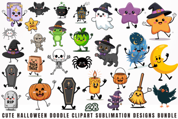 Download Cute Halloween Doodle Clipart PNG Design - Design Collection